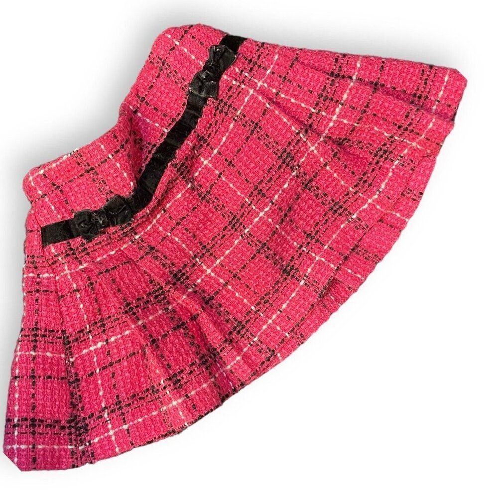 Hartstrings Skort Baby Girl 2T Pink Black Bow Preppy Academia Pullon Skirt Plaid